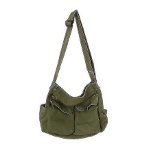(green) Tooling Messenger Shoulder Bag Men's And Women's Canvas Bag Student Street Large-capacity Bag Casual Literary Canvas Bag Tw
