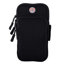 Running Armband Phone Holder for Wiko Y81 with Breathable Fabric, Secure Strap and Pocket  Black