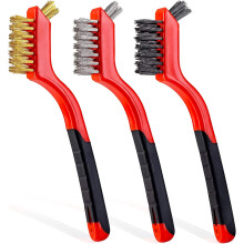 Løft dine rengøringsevner: Alsidig stålbørstetrio til dybdegående rengøring, rustfrit stål, messing, nylonbørster, ergonomisk design, adgang