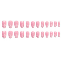 Faux ongles design avec motif flamme, faciles à utiliser, extra longs, forme cercueil moyenne rose et blanche, matériau ABS de haute qualité, 24