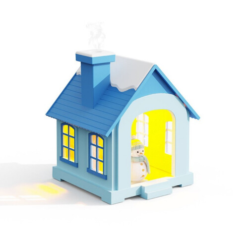 Weihnachts-Schneehaus-USB-Luftbefeuchter mit-Blauer Stecker