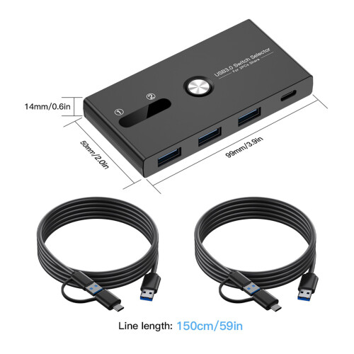 Der USB-C- und USB-3.0-KVM-Umschalter ermöglicht den schnellen 2