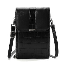(Brown) Women\'s Belt Buckle Bag Cover Type Women\'s Bag Crocodile Purse Multifunctional Mini Phone Bag Tw