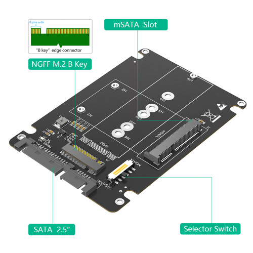 Carte adaptateur M.2 NGFF/mSATA vers SATA3.0 pour une solution 2
