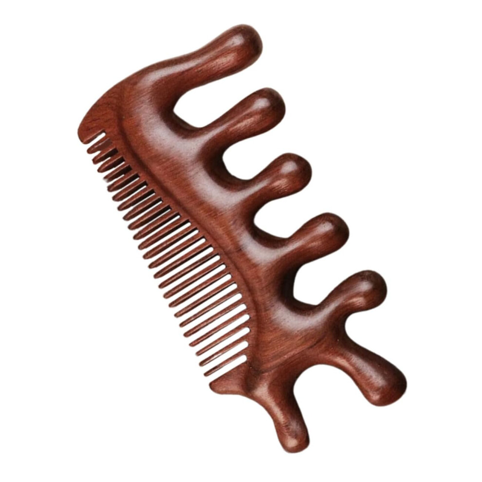 Unisex Wooden Scalp Massage Comb With Wide Tooth Design For Curly Hair And Detangling