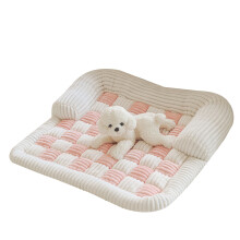 Supportive Dog Lounger Bed with Bolsters Checkered Eggs-Pink 90