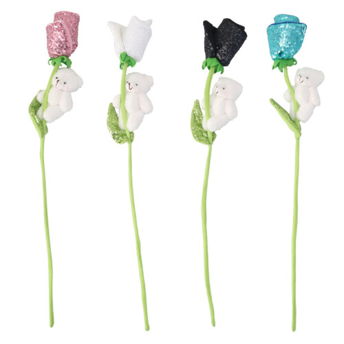 Flower Bear Shaped Plush Wedding Decoration Stuffed-Black 1