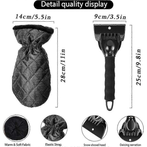 Ice Scraper,Windshield Scraper,Ice Scraper with Glove,Car Window Scraper(Black) 2