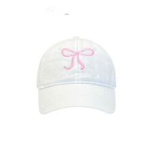 Kpop – chapeau de Baseball pour filles, avec nœuds brodés,-Blanc