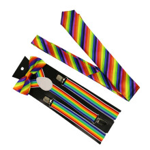 Bretelles à clipser + cravate rayée pour Costume de-style 1