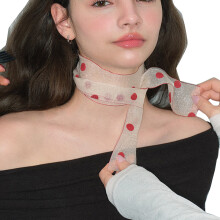 Foulard transparent à motif pointillé pour femmes, foulard-Rouge