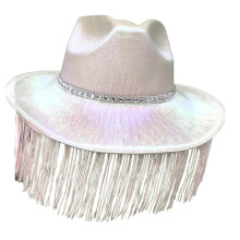 Chapeaux de cowboy pour bal de promo, chapeau à franges-Blanc