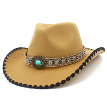 Chapeau Panama Fedoras, chapeau de Cowboy à larges bords-Kaki