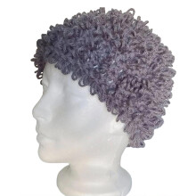 Chapeau de perruque de cheveux bouclés tricotés-Enfant gris