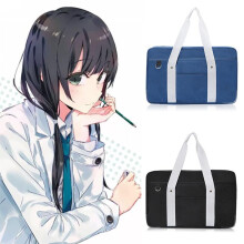 (Black) Portable School Bags Shoulder Bag Japanese Handbags Canvas Unisex Large