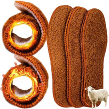 (Yellow, 43) Winter Alpaca Wool Insoles Soft Plush Warm Thicken Foot Thermal Shoe Insole for Women Men Breathable Snow Boots Shoes Heat Pads