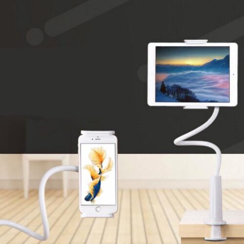 (White) Creative Phone Holder 360 Rotating Flexible Long Arm Lazy Phone Holder 1