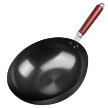 CastIronNonStickWok Traditional Cooking Induction Compatible Gas Wok Multifunction Pan 34cm Mouth Diameter