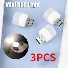 (White) 3PCS USB Portable LED Mini Night Light Small Round Lamp USB Lights By Night Ideal for Bedroom