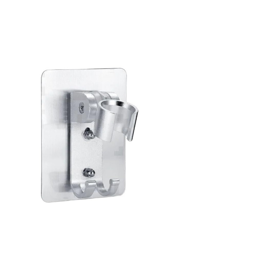 Adjustable Shower Head Holder With Suction Cup And Adhesive, Space Aluminum G1/2 Inch, Silver Wall Mount 9174973353324
