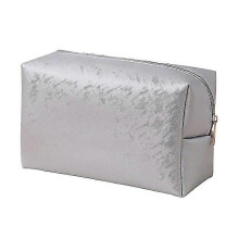 (Large Silver) For Simple Travel Large Capacity Cosmetic Bag Lipstick Toiletries Storage Bag