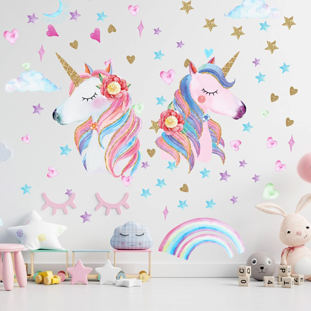 Enchanted Girls Room, Rainbow Unicorn Decals For Playful Spaces, Safe Home Decoration