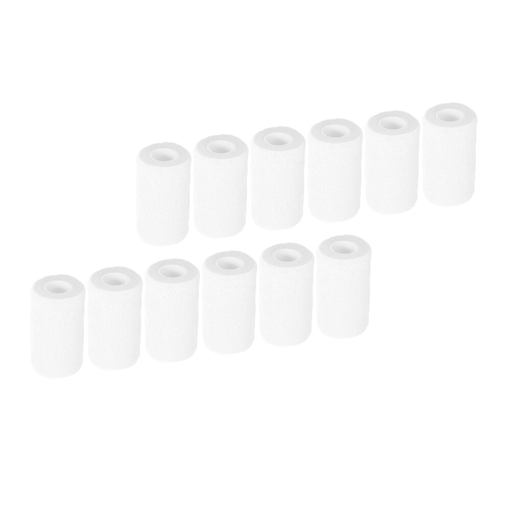 White 12Pcs 10Cm Natural Latex Self Adhesive Bandage Wrap For Cows, Dogs, Horses