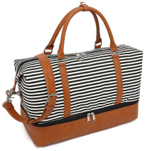 Borsa da viaggio con scomparto per scarpe, borsa da viaggio multiuso, tracolla regolabile, borsa da weekend in tessuto a rete traspirante con