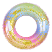 Conjunto de flotador glamuroso para piscina, transparente con lentejuelas arcoíris, confeti brillante para cautivadoras aventuras de natación en la