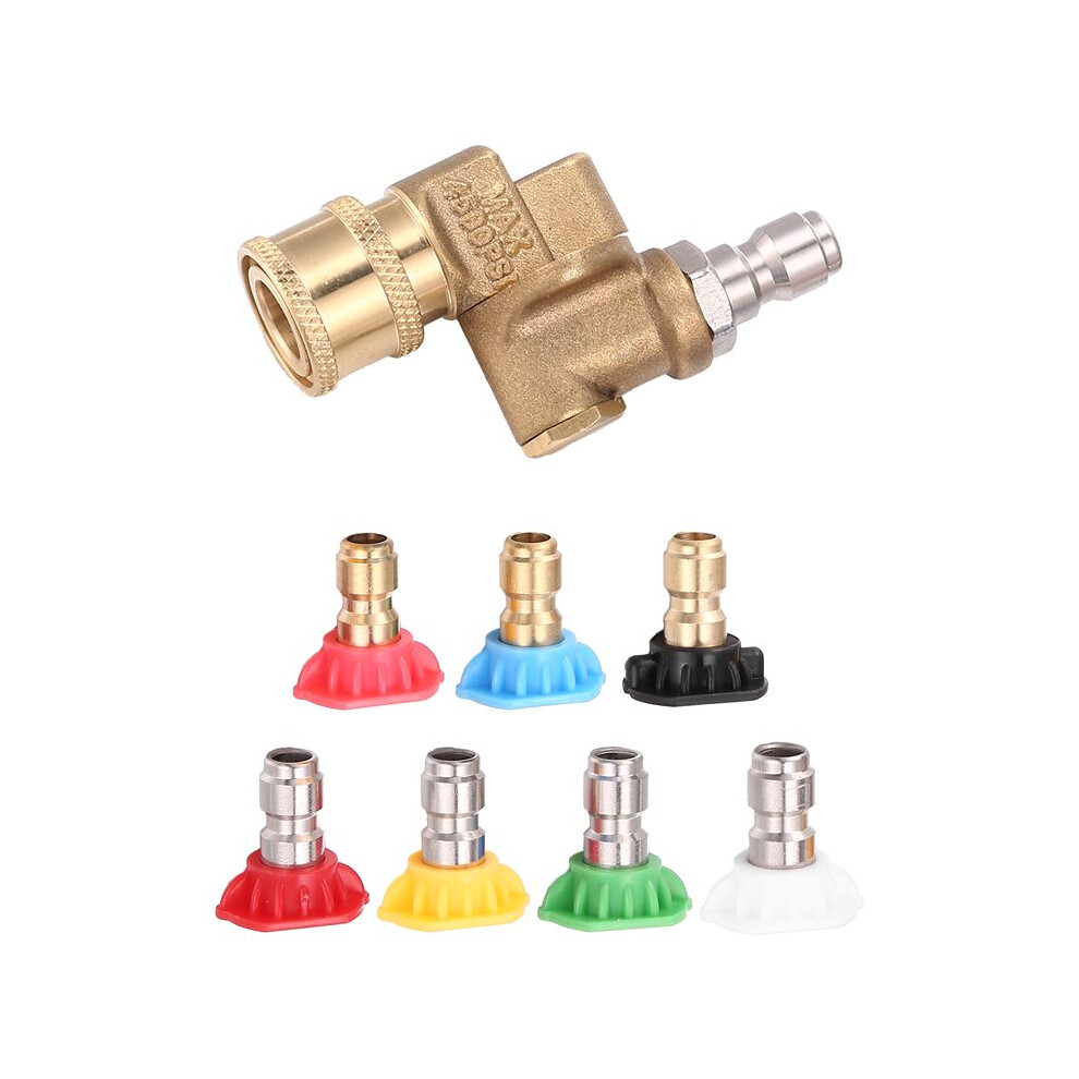 Universal Power Pressure Washer Spray Nozzle Tips And Quick Connect Pivot Adapter Coupler 180 Degrees With 5 Rotation Angles, Soap And Rinse Jet 4714154729958