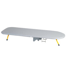 Folding Desktop Ironing Board, Wall-Mounted Steel Mesh with Iron Stand, Space Saving, Convenient Laundry Hooks