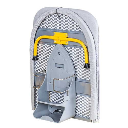 Folding Desktop Ironing Board, Wall-Mounted Steel Mesh with Iron Stand, Space Saving, Convenient Laundry Hooks 1