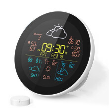 Tuya WiFi Weerklok Draadloze Thermometer Hygrometer met Wekkerfunctie LCD-Display Weerstation