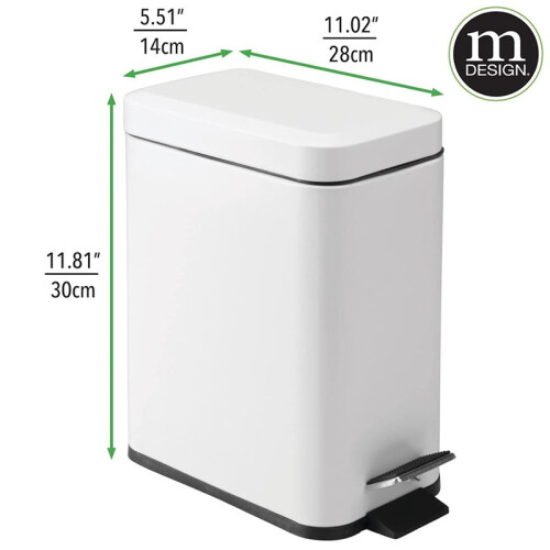 5L Lidded Step Trash Can, Compact Garbage Bin with Removable Liner Bucket and Handle for Bathroom, Kitchen, Office