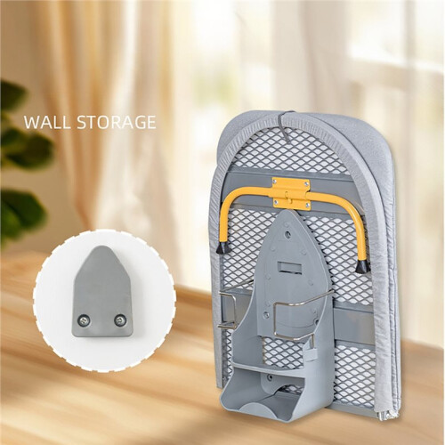 Folding Desktop Ironing Board, Wall-Mounted Steel Mesh with Iron Stand, Space Saving, Convenient Laundry Hooks 2