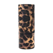 (No.06) PU Leather Cosmetic Cup Holder Case Portable Travel Buckle Makeup Brush Pen Empty Storage Box Organizer