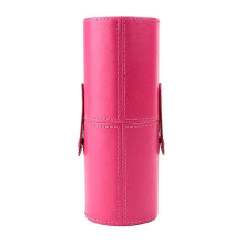 (No.11) PU Leather Cosmetic Cup Holder Case Portable Travel Buckle Makeup Brush Pen Empty Storage Box Organizer