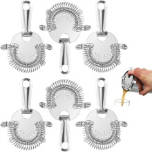 4-Prong Cocktail Strainer for Drinks, Stainless Steel Bar Strainer for Bartending, Drink Sieve Strainer Bar Tools (6PCS)