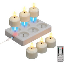 6Rechargeable Tea Lights with Timer and Charging Station,LED Tea Lights,Candles Flickering for Room,Wedding,Table,Party
