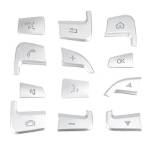 12Pcs Car Styling Steering Wheel Button Covers Trim Stickers for   GLC X253 2015 2016 & C Class W205 2014 2015 Silver ABS