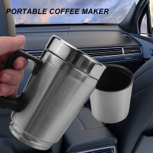 Car Heating Kettle, Simple 12V 300Ml Portable in Car Coffee Maker Tea Pot Vehicle Heating Cup Lid Outdoor Water Bottle Electric Tea Kettle