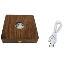 Wireless Charging Night Light - Black Walnut, Glowing Acrylic Lamp Holder with Crystal Base
