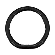 Universal CarbonFiber Leather Steering Wheel Cover Non Slip Sporty Grip Compatible for Car,B