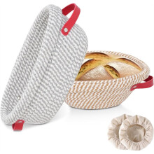 2pack Banneton Sourdough Bread Proofing Baskets, Cotton Rope Proofing Baskets for Sour Dough Bread Baking,Oval + Round