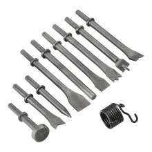Juego de 10 Cinceles para Martillo Neumático de Aire, de Acero Al Carbono de Alta Resistencia, con Vástago de 0,401 Pulgadas.