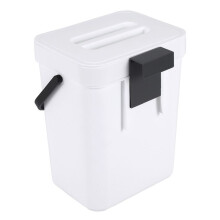1.3 Gallon Kitchen Compost Bin Trash Can with Lid Under Sink Food Waste Bin Small and Light Bathroom Trash Can White
