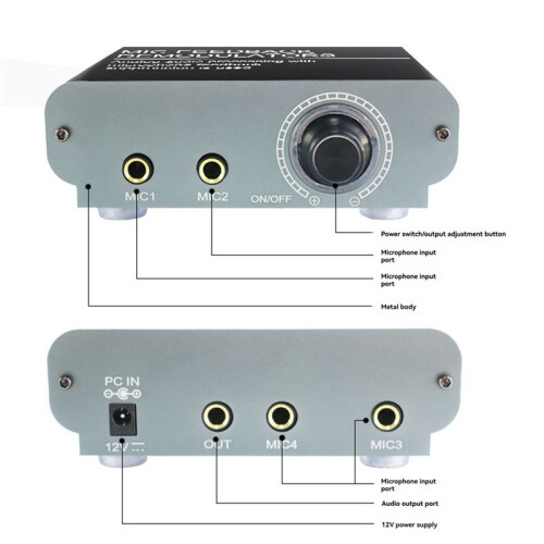 4 Channels Microphone Anti-Howling Device, Front Stage Effector,Suppressor Frequency Shift Equalizer Black EU Plug 2