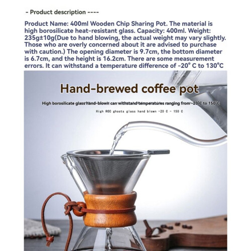 Pour over Coffee Maker Dripper Serving Set with Stainless Steel Filter Reusable Glass Sharing Pot Drip Filter Cup 1