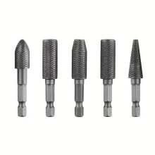 Hex Shank Rotary File Drill Bits Wood Carving File Rasp Burrs Grinding Grooved Sanding Engraving Milling Tool