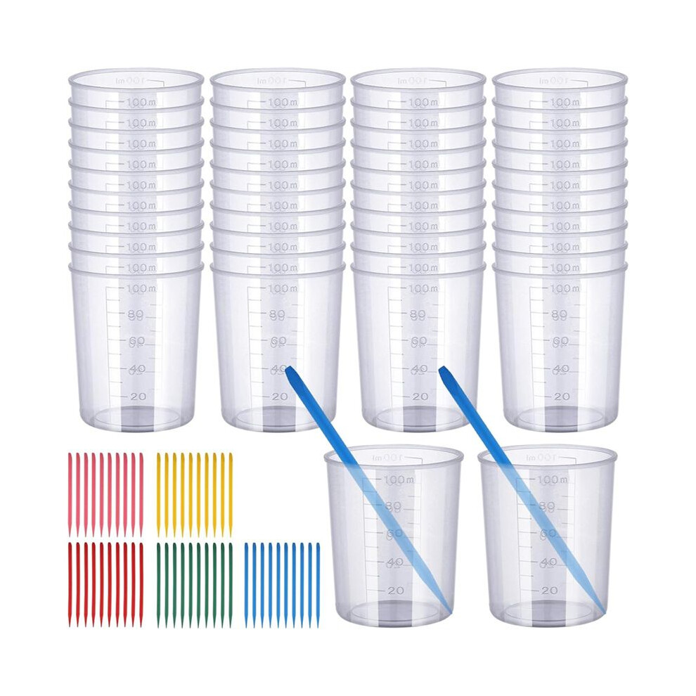 Resin Mixing Cups And Sticks, Graduated Cups, Pointed Stir Sticks For Mixing Paint, Stain, Epoxy, Resin 100Ml 6031587951458